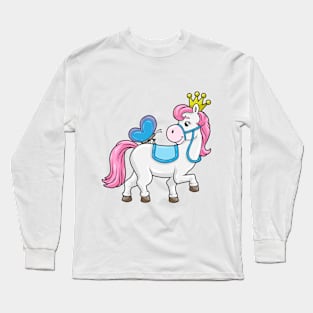 Horse as a princess with crown and butterfly Long Sleeve T-Shirt